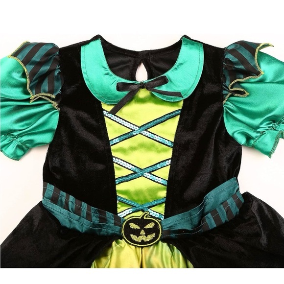 Halloween Witch Costumes for Girls,Green Witch,Rainbow Witch,Skeleton Witch - Picture 8 of 10